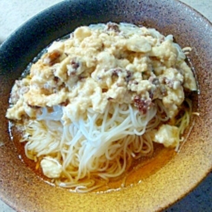 豆腐と挽肉みそ炒めそうめん